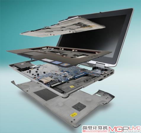 戴尔Latitude E6420排水示意图（红色为设计初衷，绿色为实际表现）